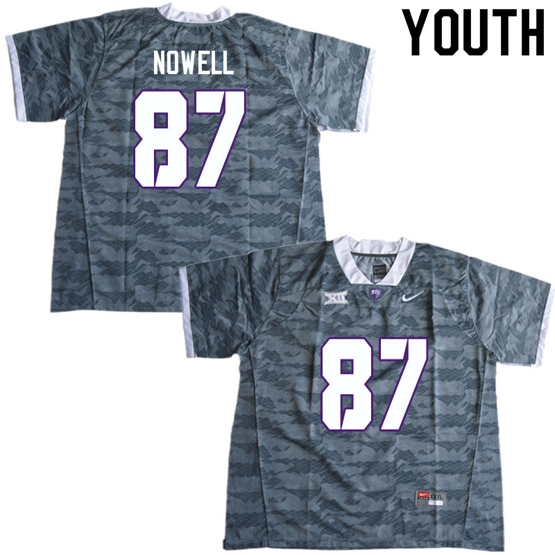 Youth #87 Blake Nowell TCU Horned Frogs College Football Jerseys Sale-Gray - Click Image to Close